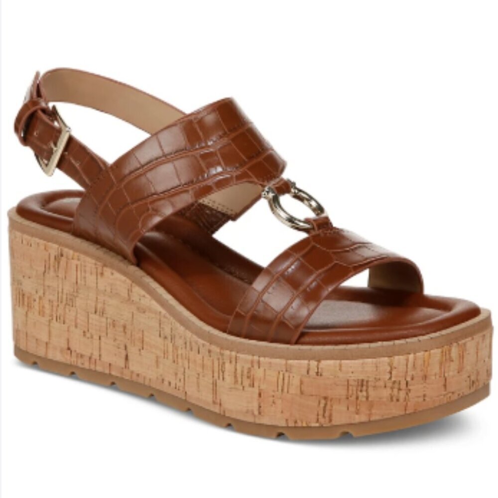 NEW Giani Bernini Harperr Memory Foam Platform Cinnamon Croc 10 Sandals - Picture 1 of 9